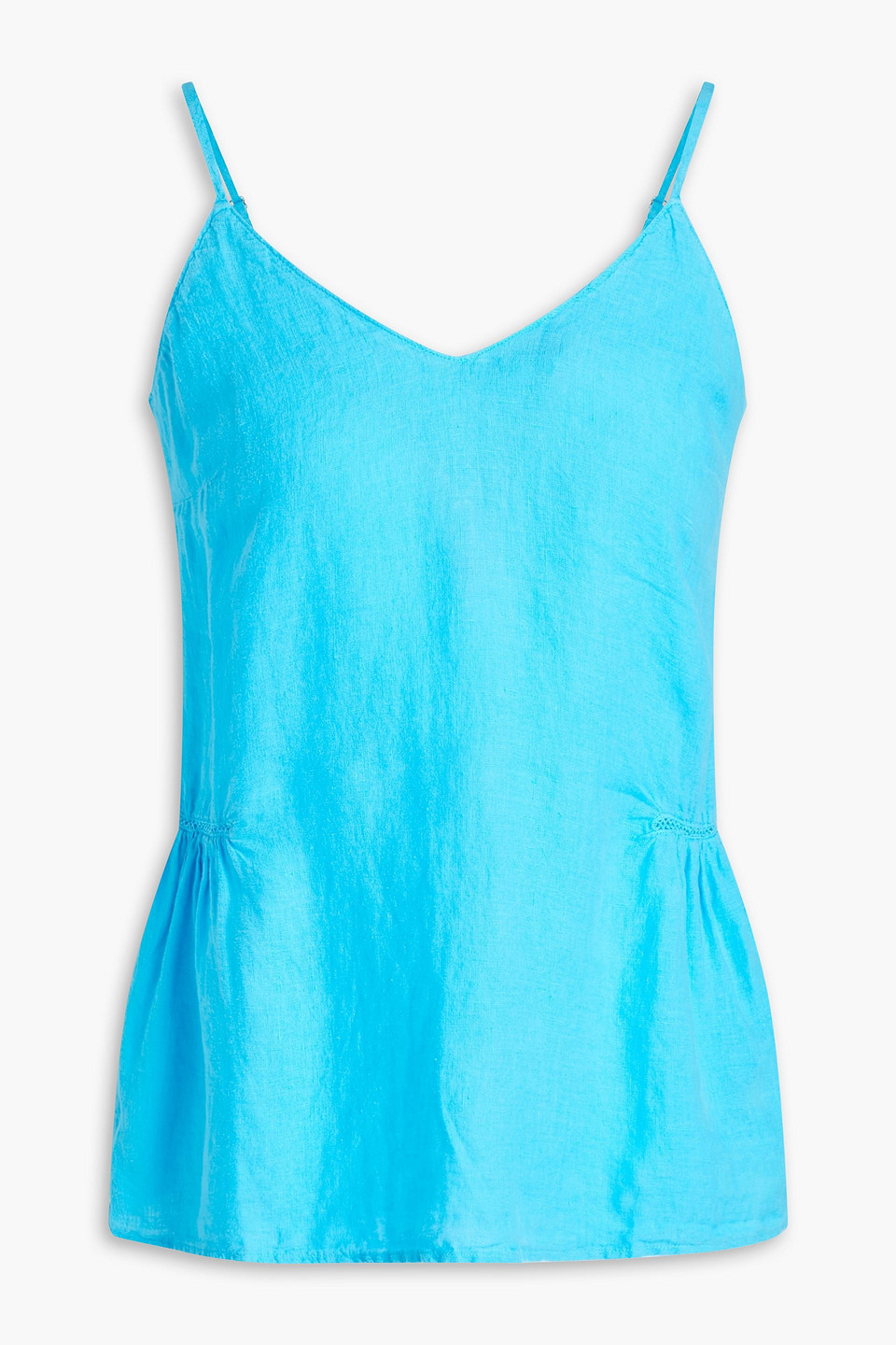 120% Gathered Linen Camisole In Blue