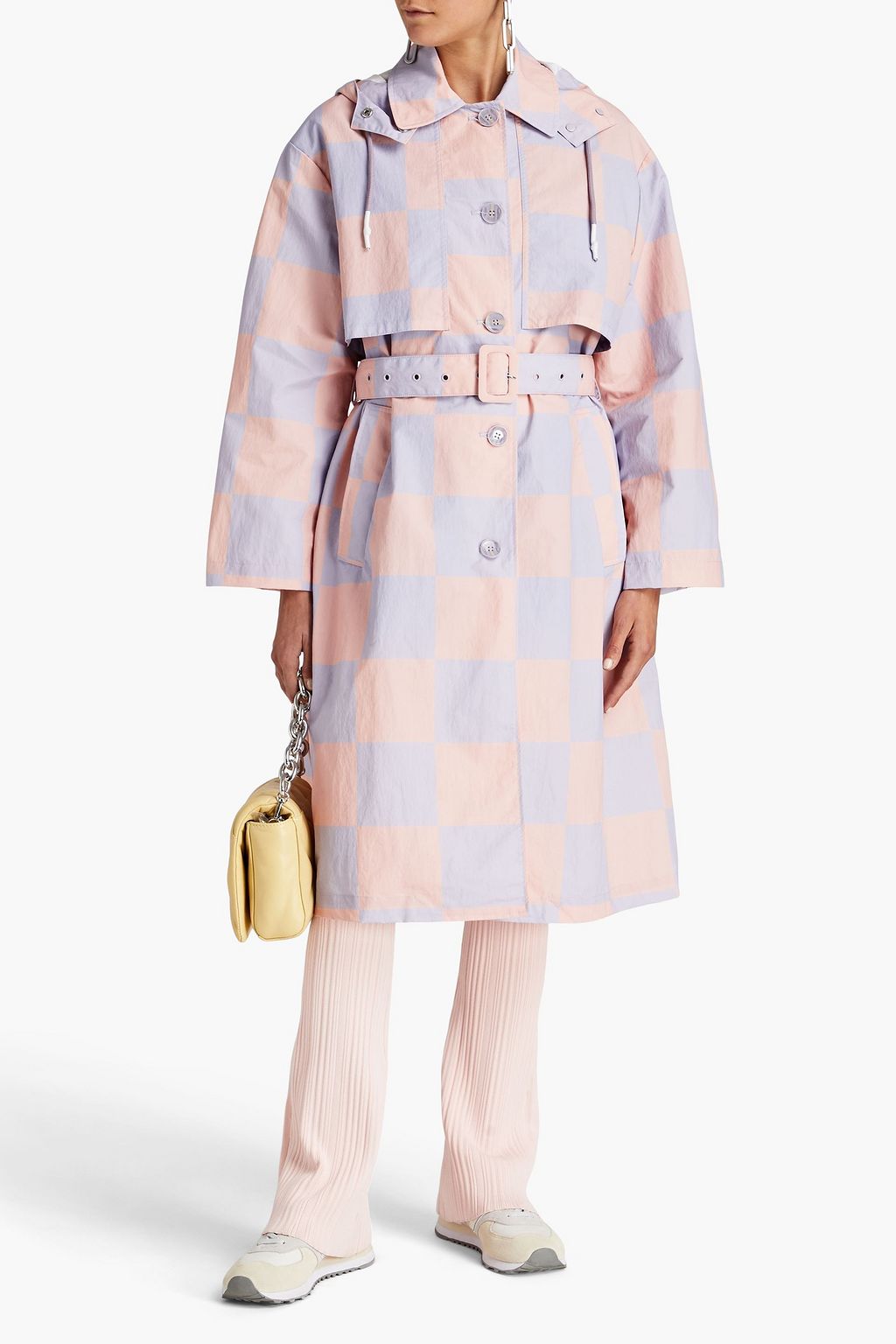 JAKKE Shirly checked shell hooded trench coat