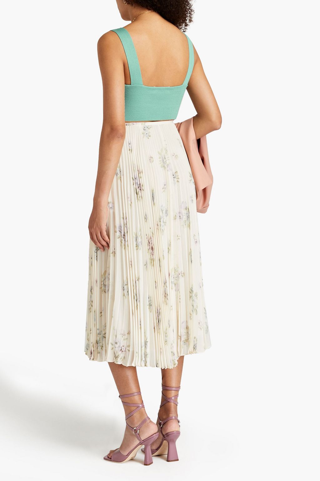 OSCAR DE LA RENTA 리브 실크 혼방 크롭 탑