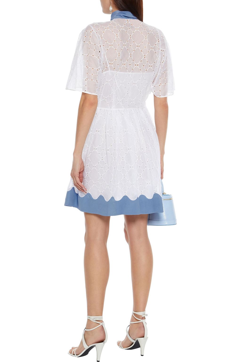 VALENTINO GARAVANI Pussy-bow broderie anglaise cotton mini dress