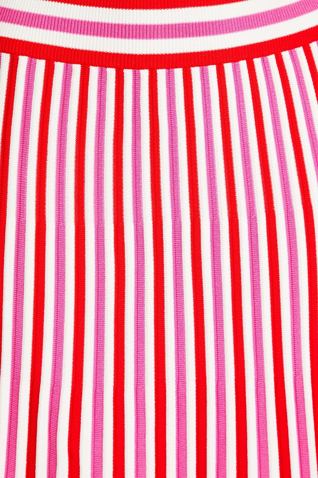 SOLID & STRIPED Striped ribbed-knit midi skirt