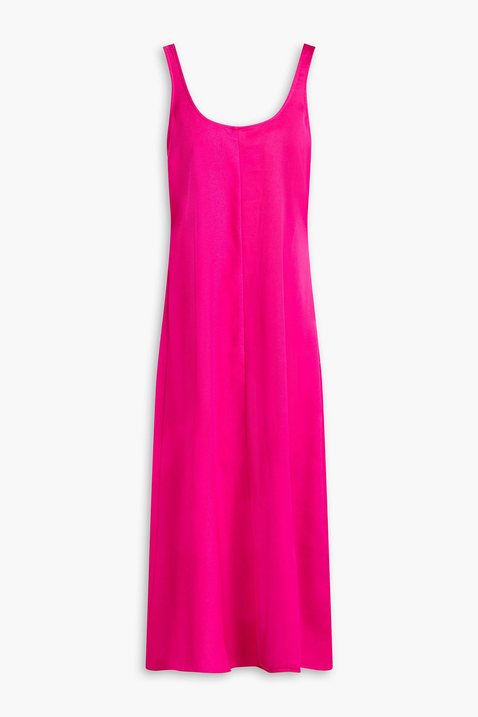 Solid & Striped Anne-marie Satin-paneled Open-back Crepe Midi Dress In Bright Pink