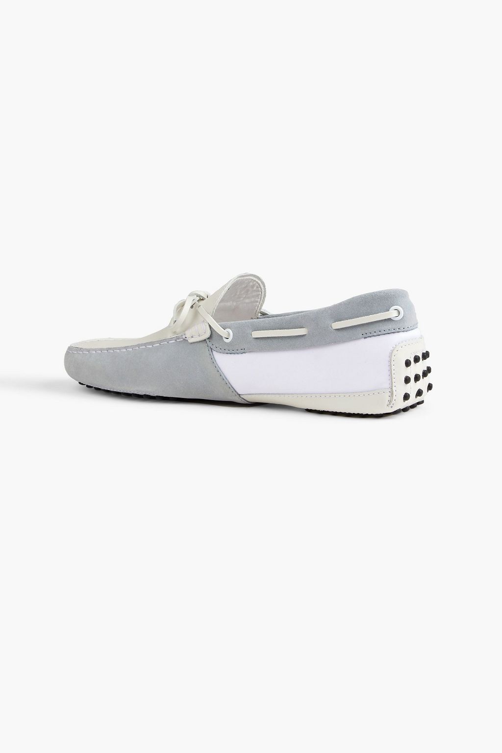 TOD'S Gommino appliquéd leather, neoprene and suede driving shoes