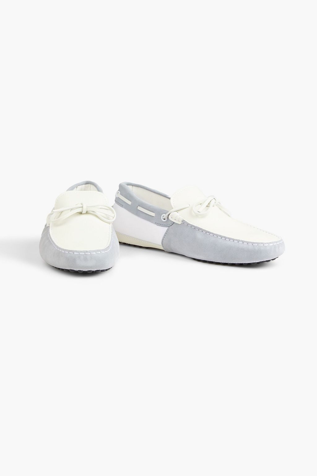 TOD'S Gommino appliquéd leather, neoprene and suede driving shoes