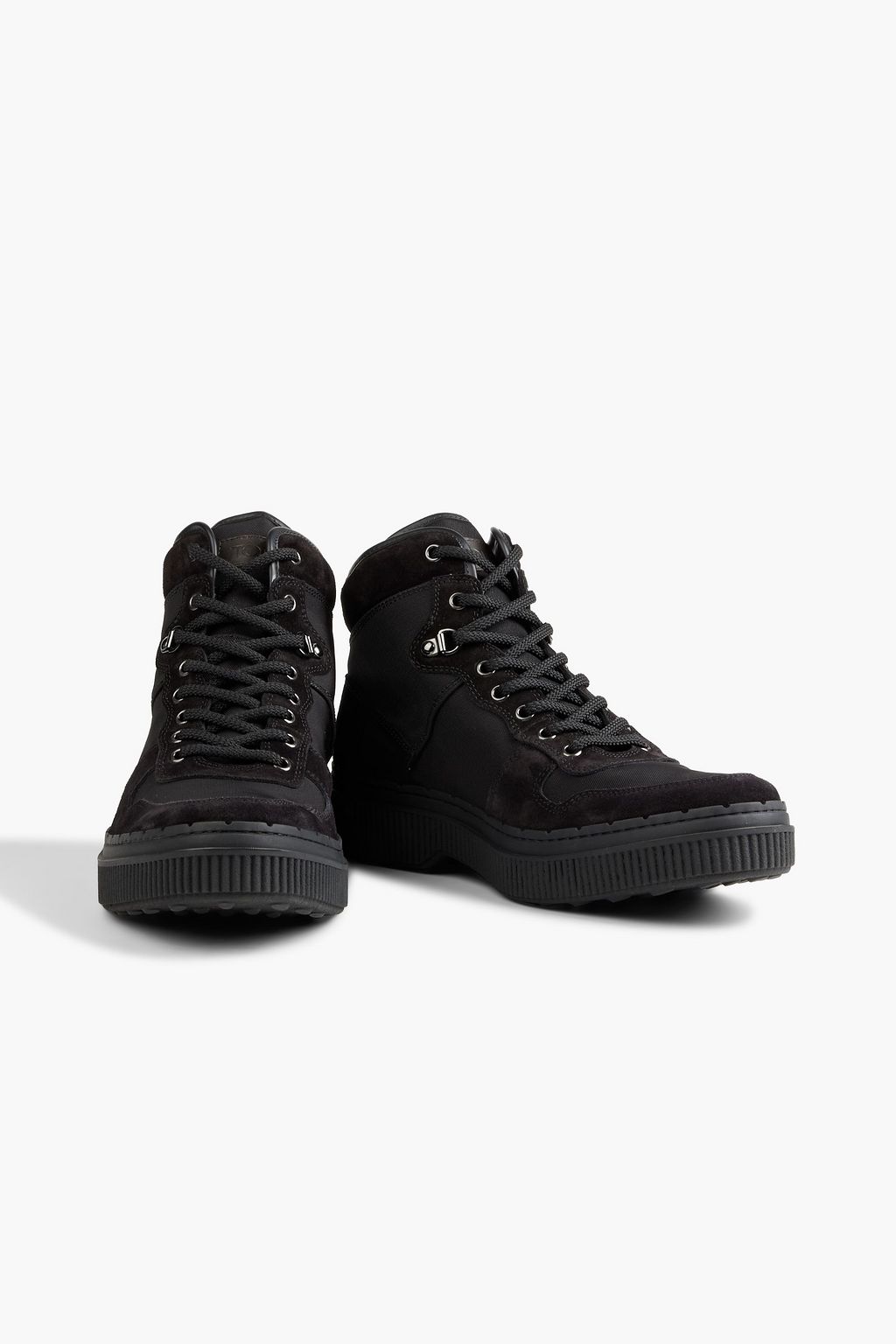TOD'S Leather-trimmed suede and shell boots