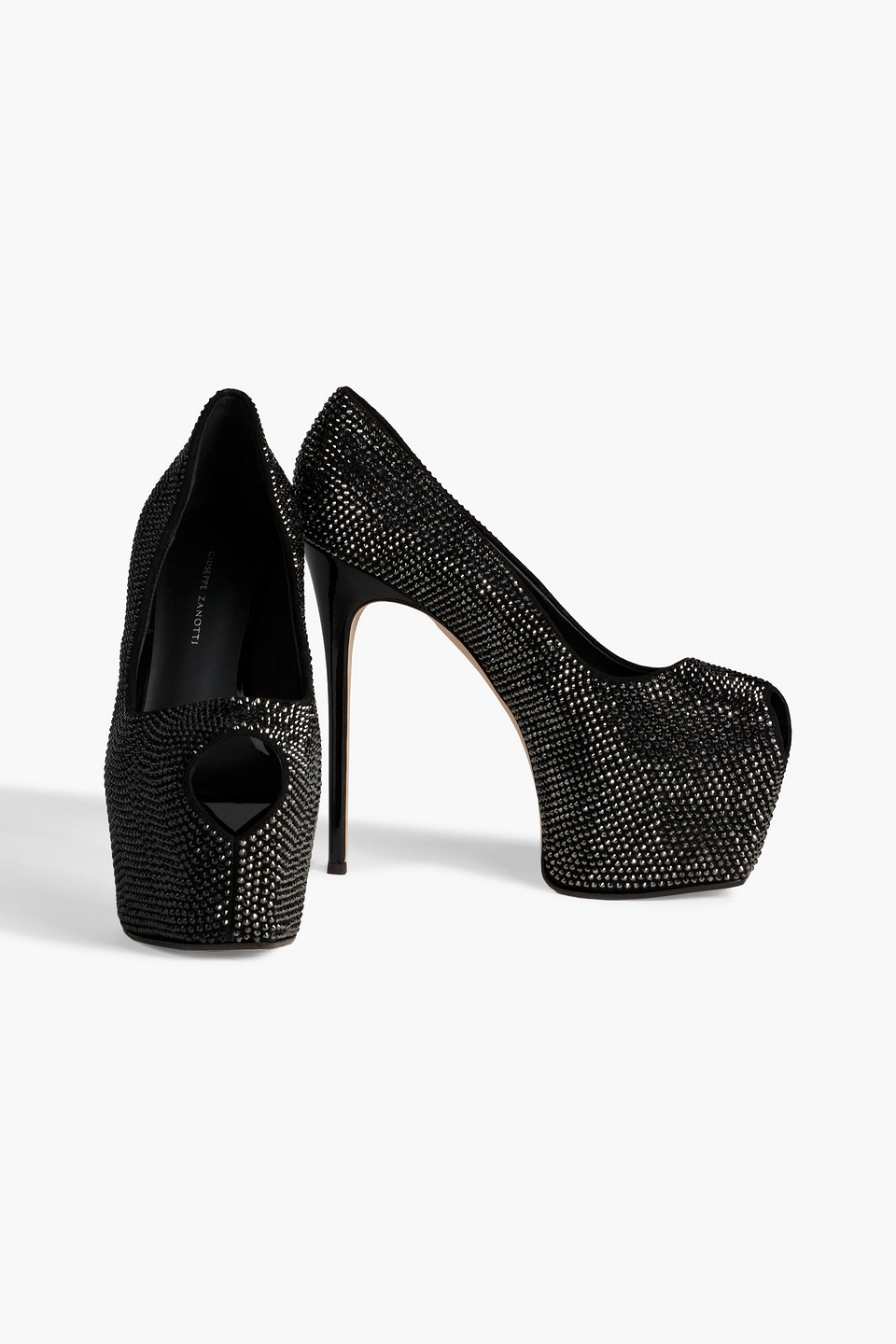 Shop Giuseppe Zanotti Liza Crystal-embellished Suede Platform Pumps In Black