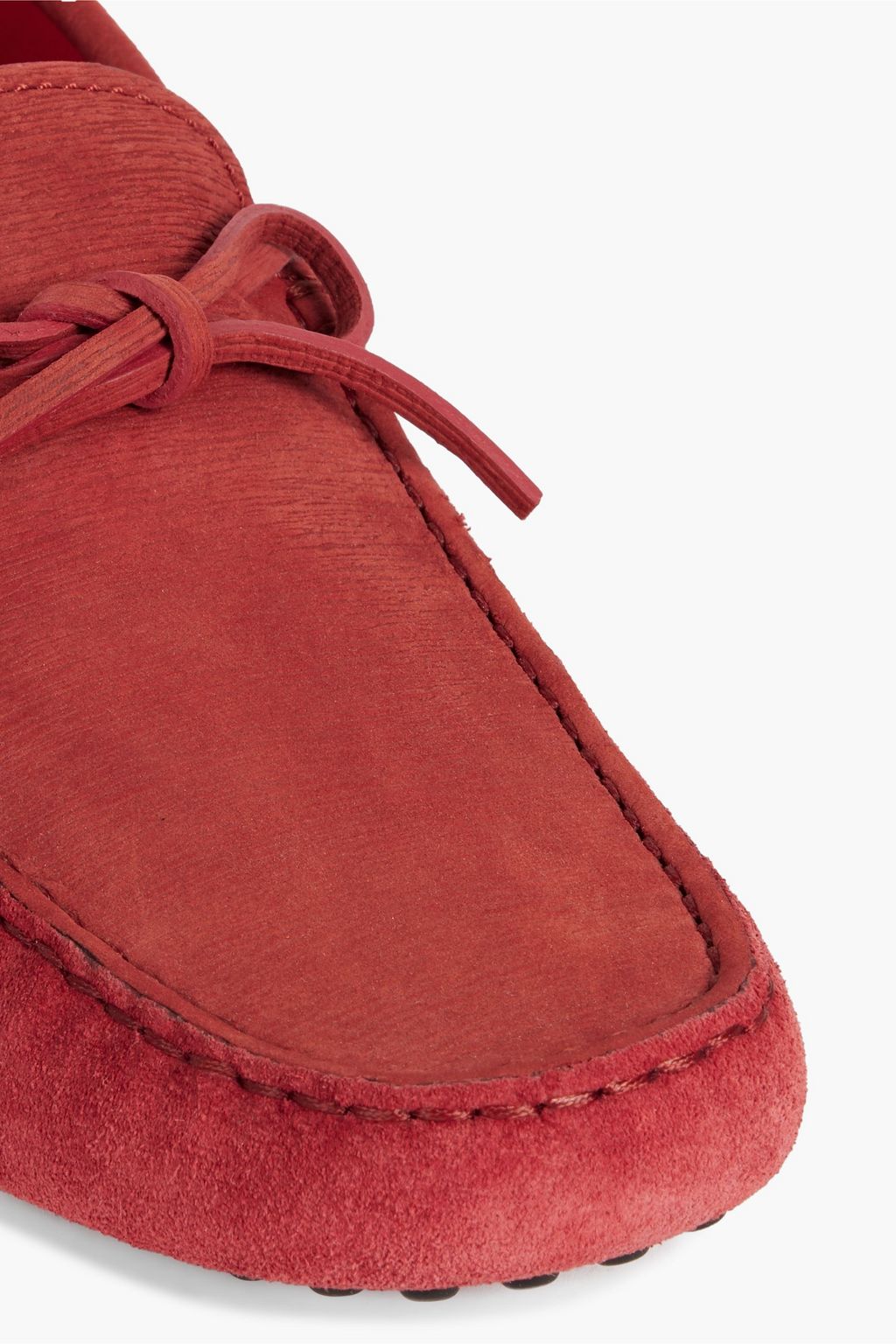 TOD'S FOR FERRARI Gommino suede and and textured-leather driving shoes