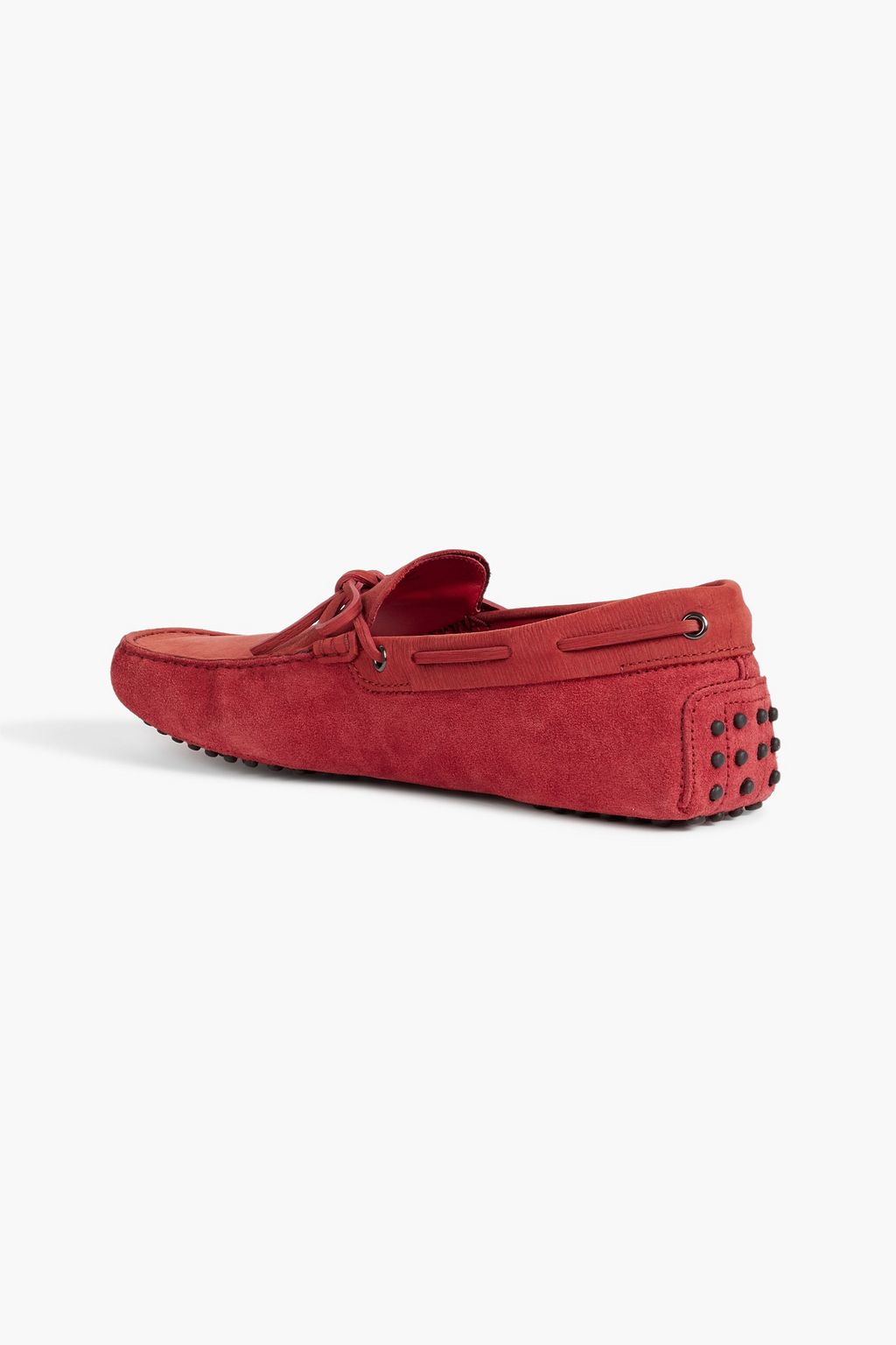 TOD'S FOR FERRARI Gommino suede and and textured-leather driving shoes