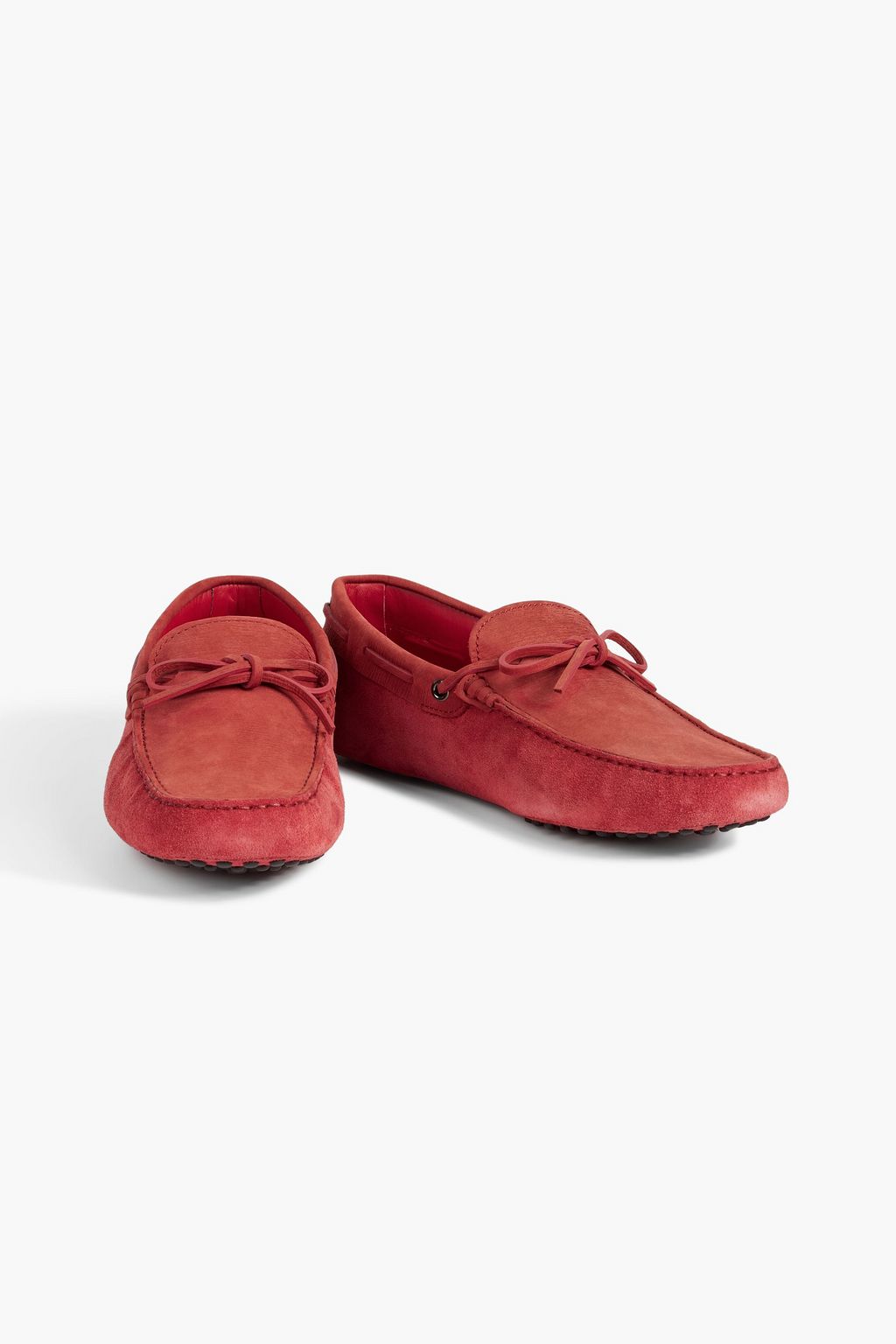 TOD'S FOR FERRARI Gommino suede and and textured-leather driving shoes