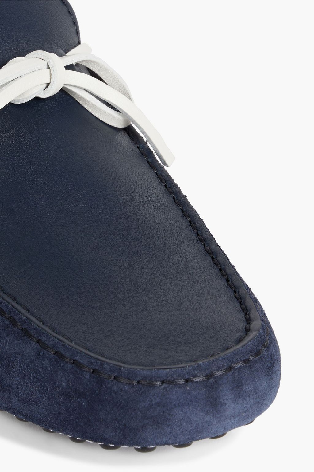 TOD'S Gommino appliquéd leather, neoprene and suede driving shoes