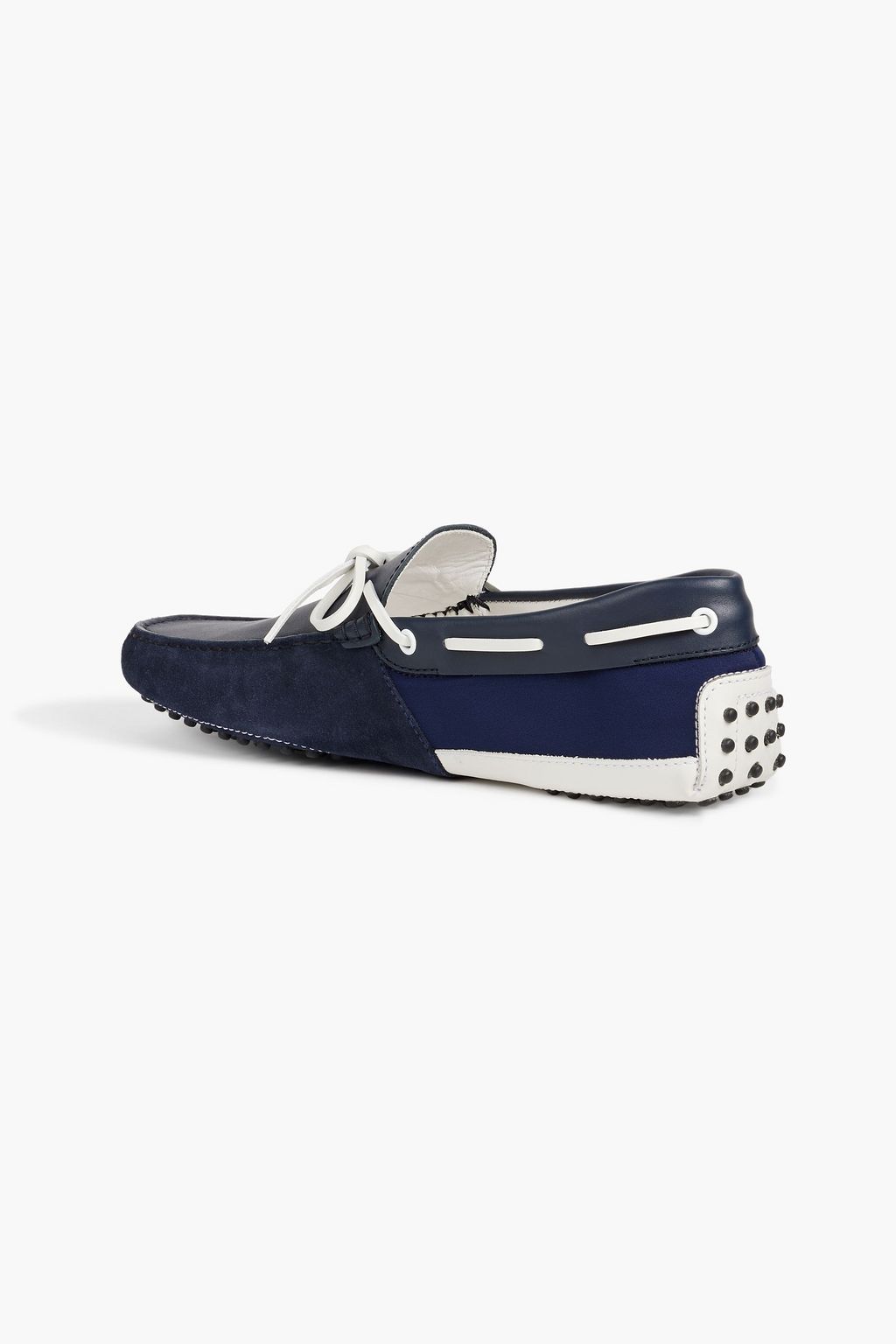 TOD'S Gommino appliquéd leather, neoprene and suede driving shoes