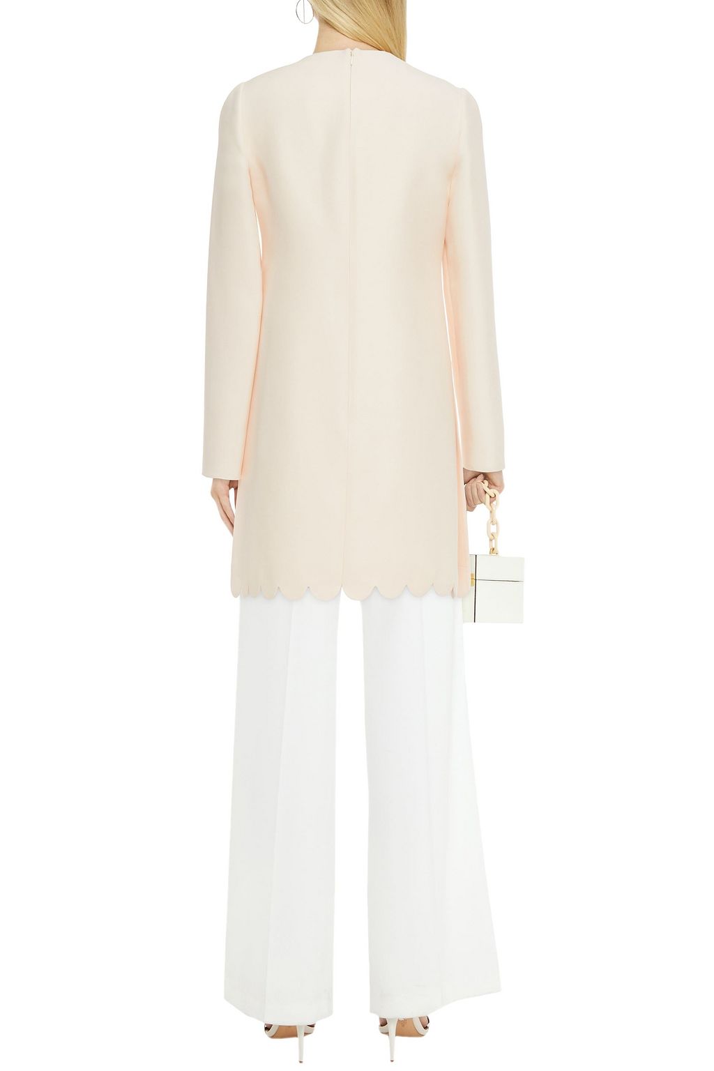 VALENTINO GARAVANI Scalloped wool and silk-blend crepe tunic