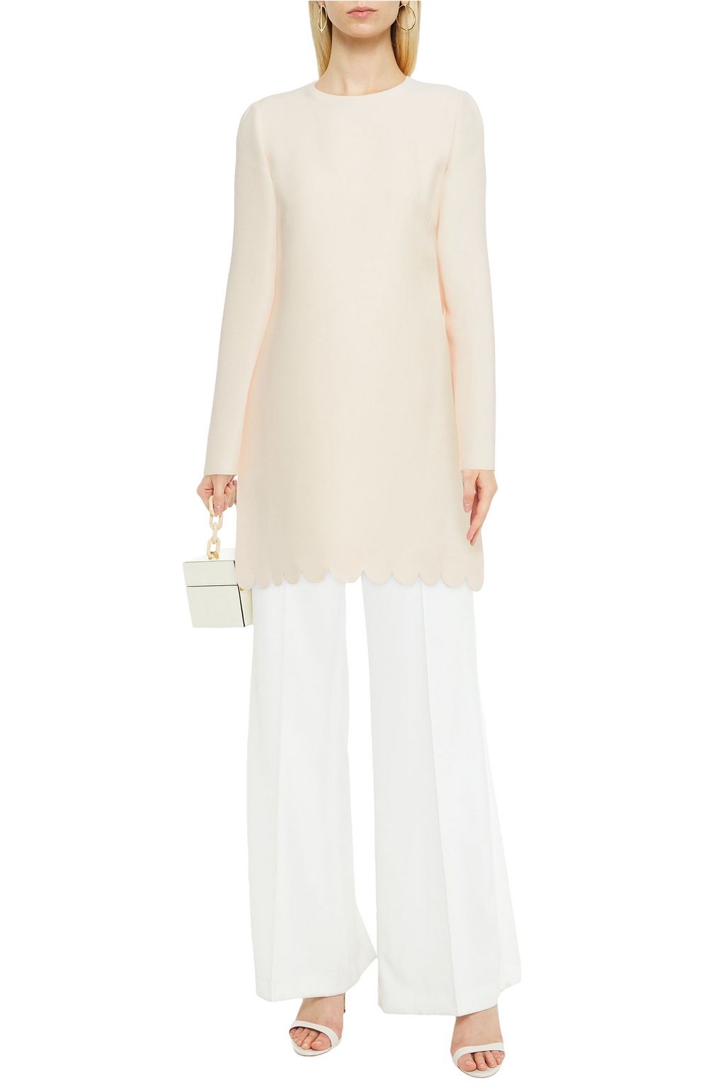 VALENTINO GARAVANI Scalloped wool and silk-blend crepe tunic