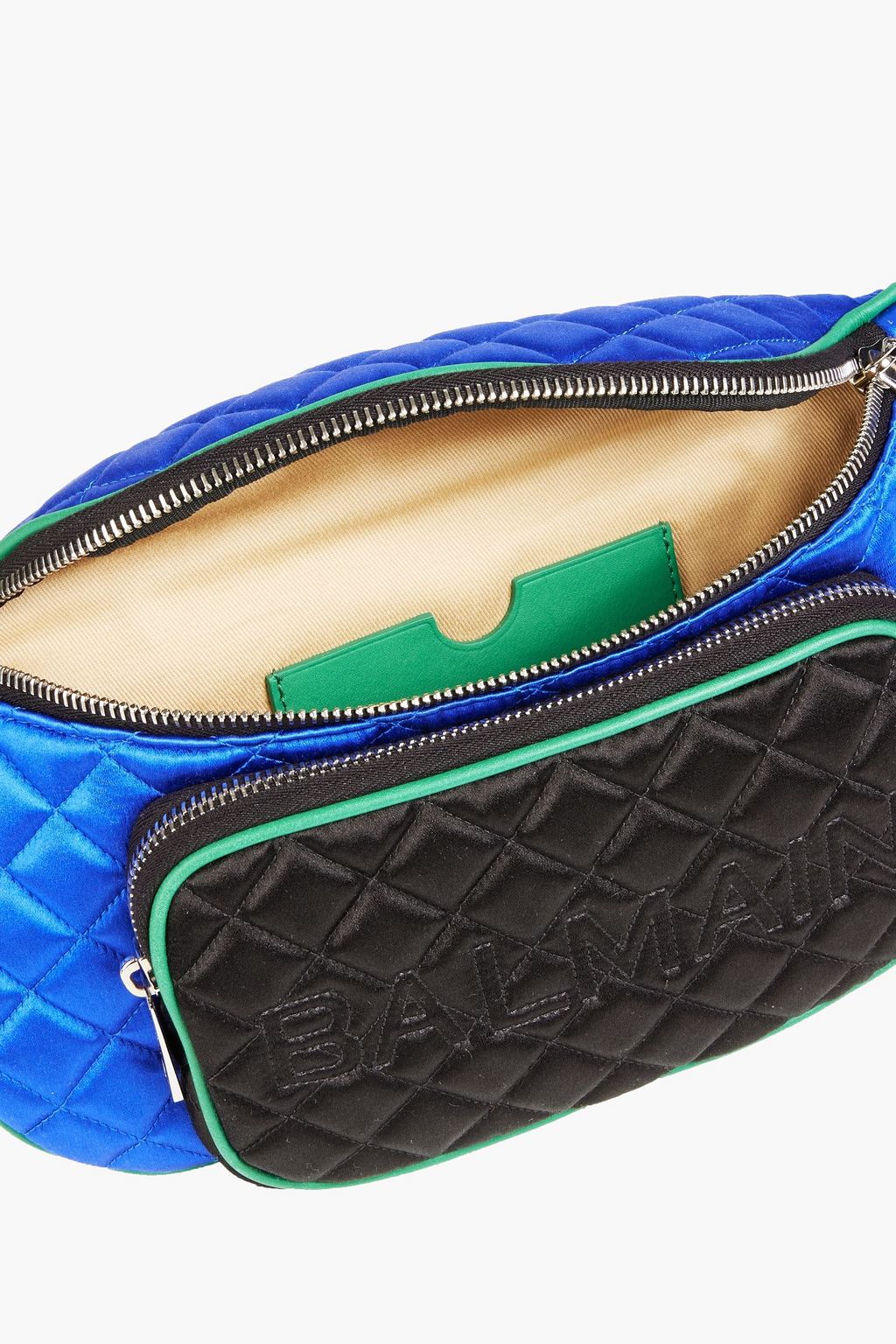 BALMAIN Quilted two-tone silk-satin belt bag