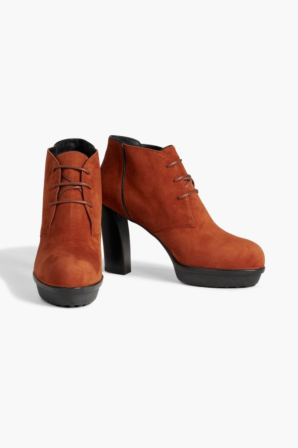TOD'S Lace-up suede platform ankle boots