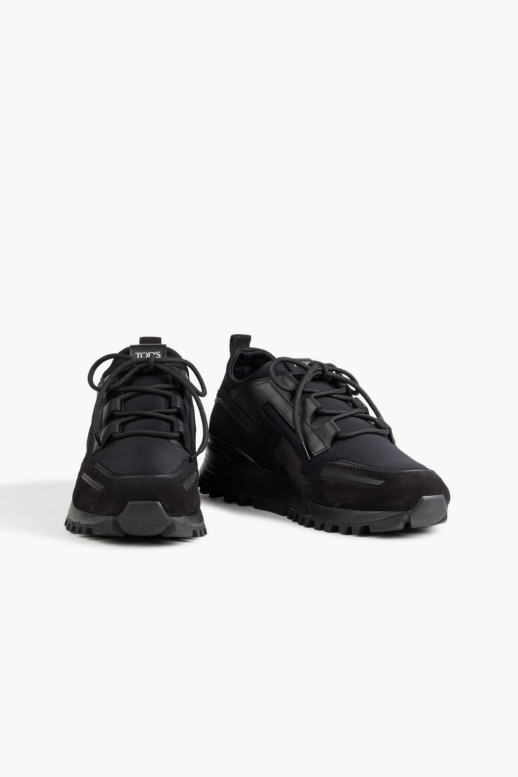 TOD'S Nubuck, neoprene and leather sneakers