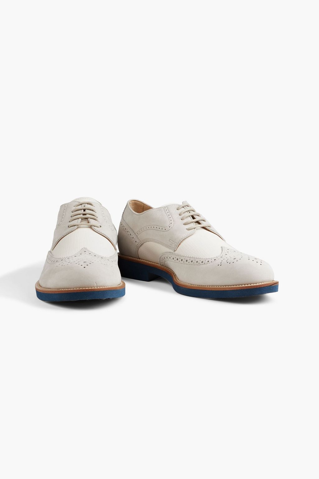 TOD'S Perforated two-tone nubuck Oxford brogues