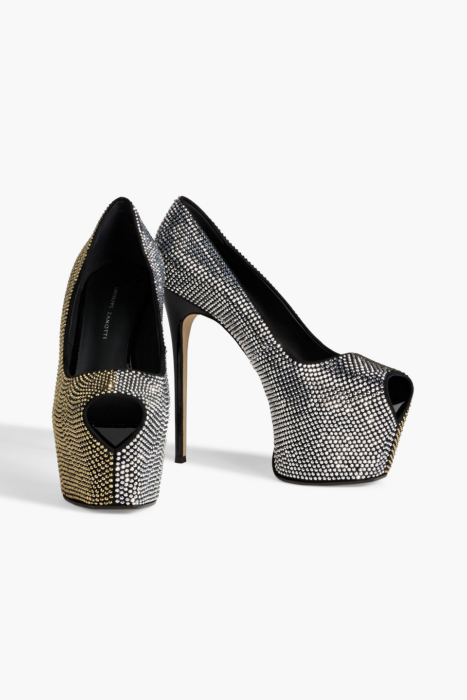 Shop Giuseppe Zanotti Liza Crystal-embellished Suede Platform Pumps In Gold