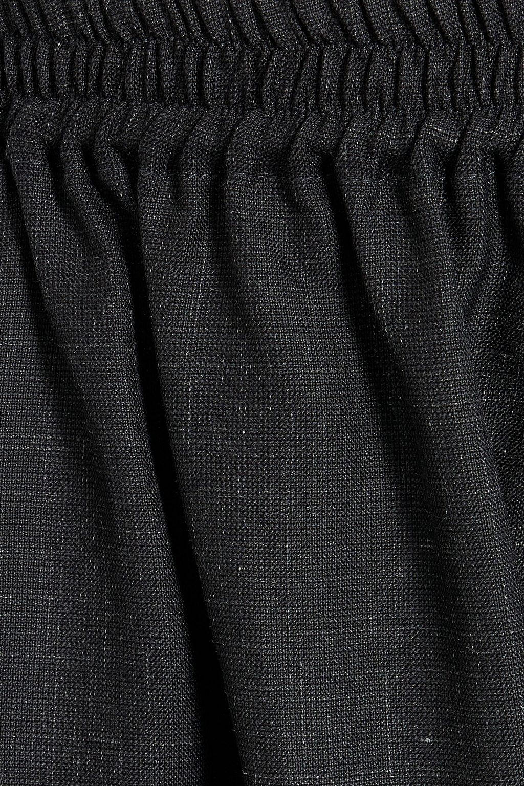 ESKANDAR Slub wool, silk and linen-blend wide-leg pants
