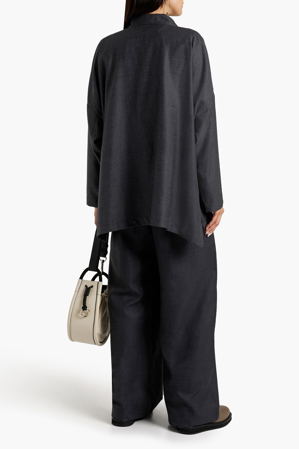 ESKANDAR Slub wool, silk and linen-blend wide-leg pants