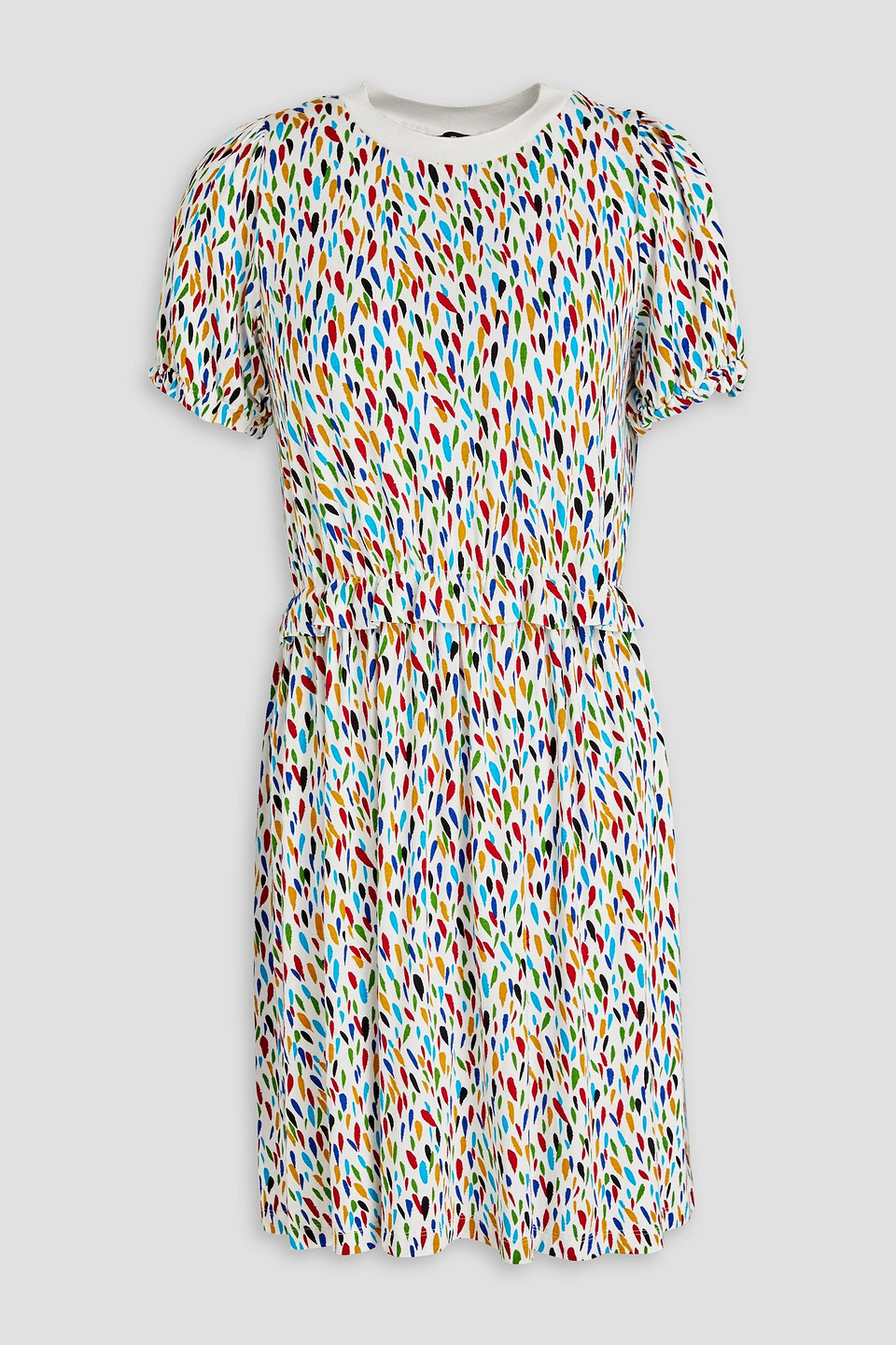 Apc Sophie Gathered Printed Stretch-jersey Mini Dress In Multi