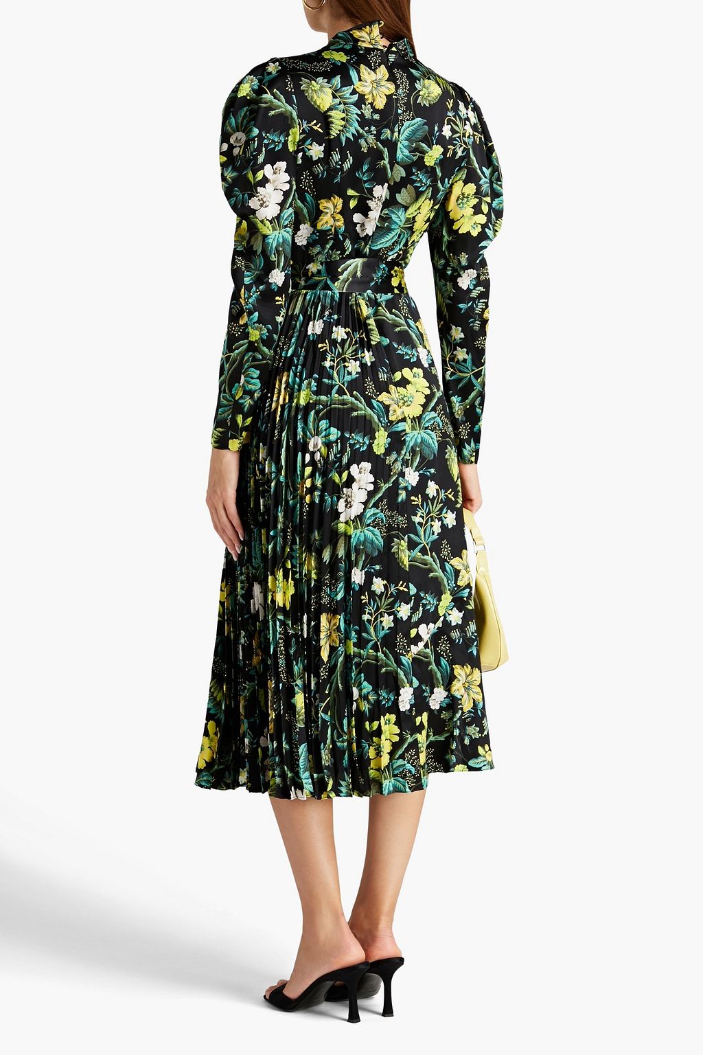 ERDEM Irwin pleated printed silk-satin crepe midi dress