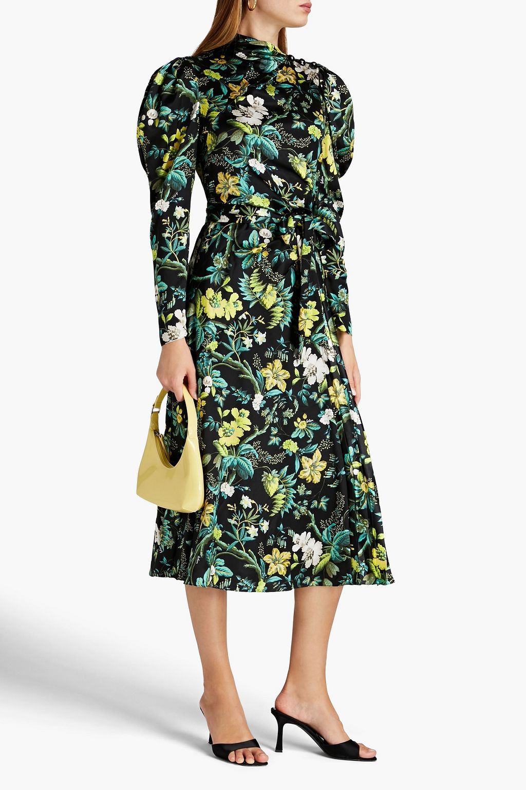 ERDEM Irwin pleated printed silk-satin crepe midi dress