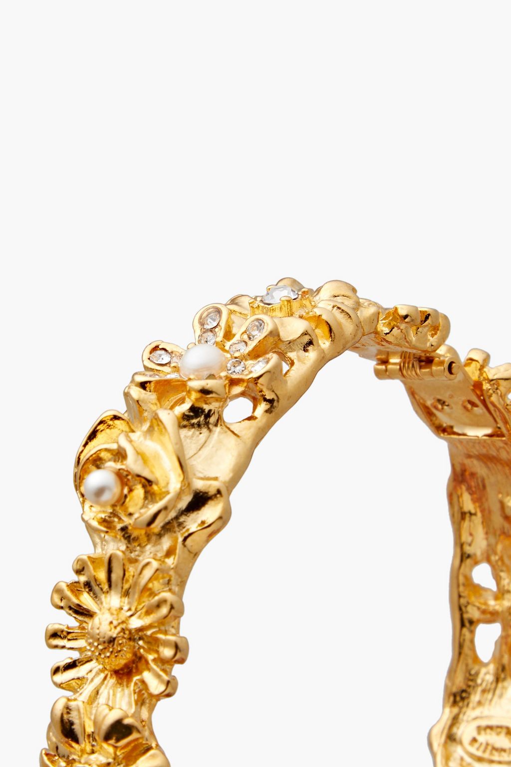 KENNETH JAY LANE Gold-tone, faux pearl and crystal bangle