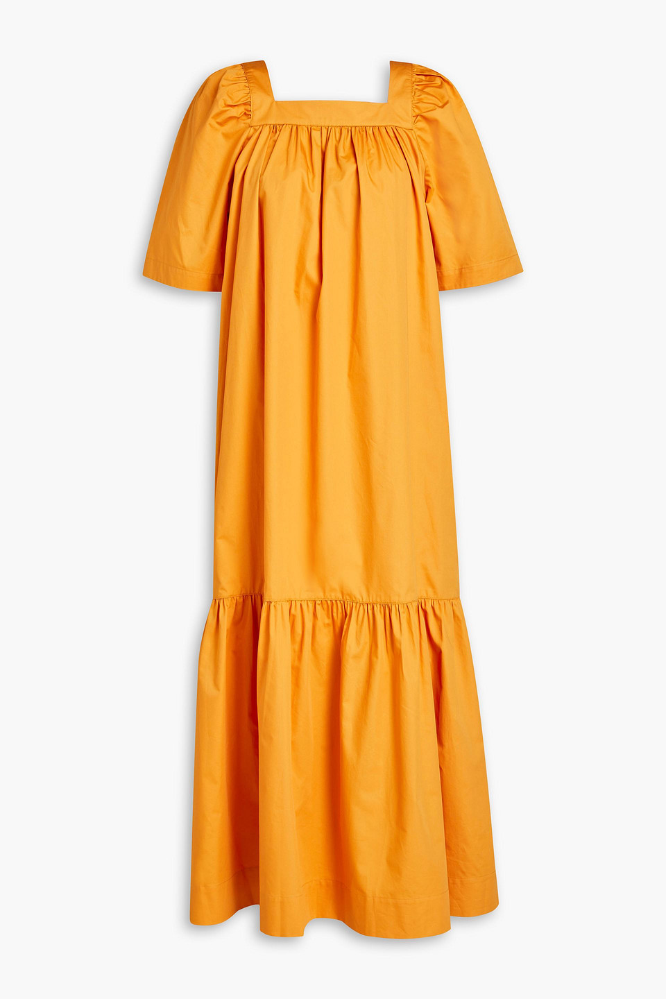 Rodebjer Ruched Short-sleeved Maxi Dress In Orange