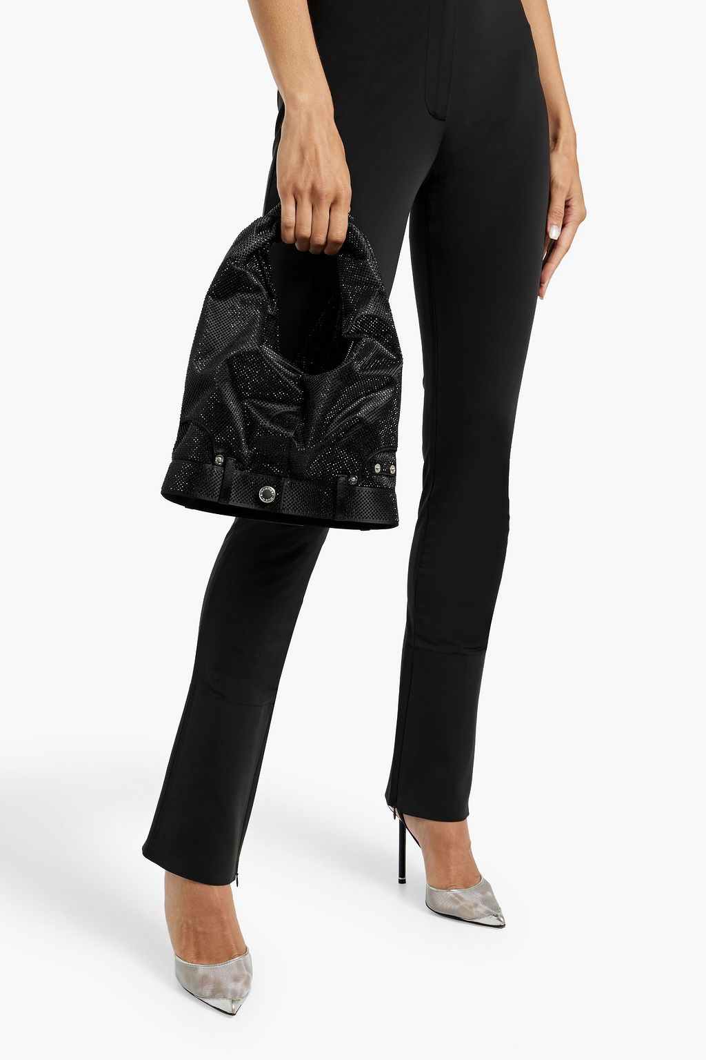 ALEXANDER WANG Crystal-embellished satin shoulder bag