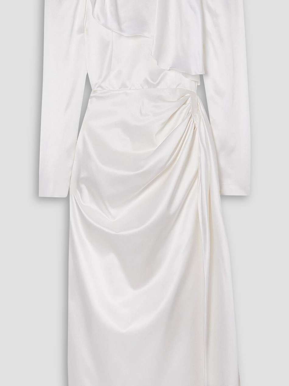 draped silk-satin midi dress