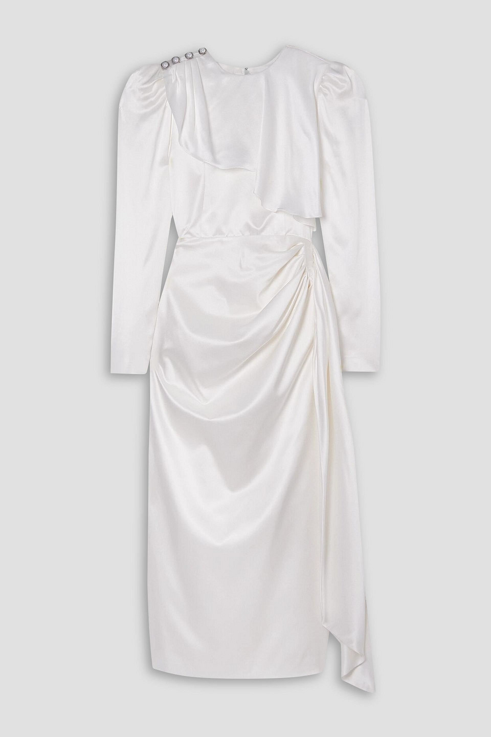 Alessandra Rich Draped Silk-satin Midi Dress In White
