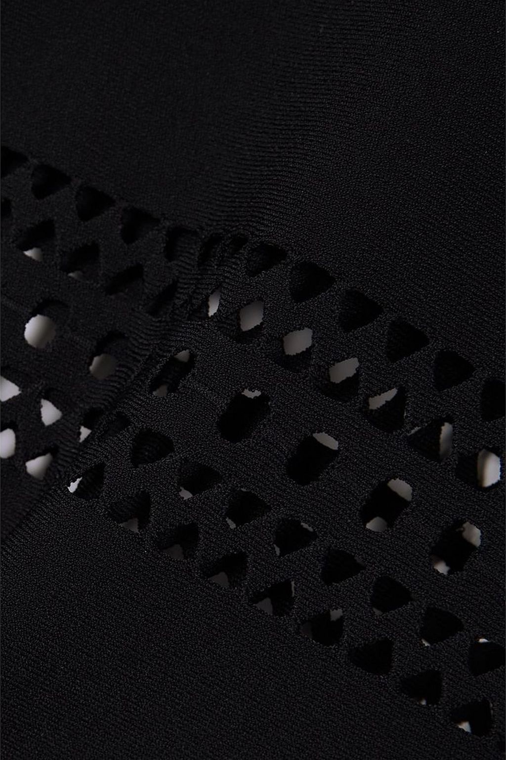 ALAÏA Two-tone laser-cut stretch-knit turtleneck top