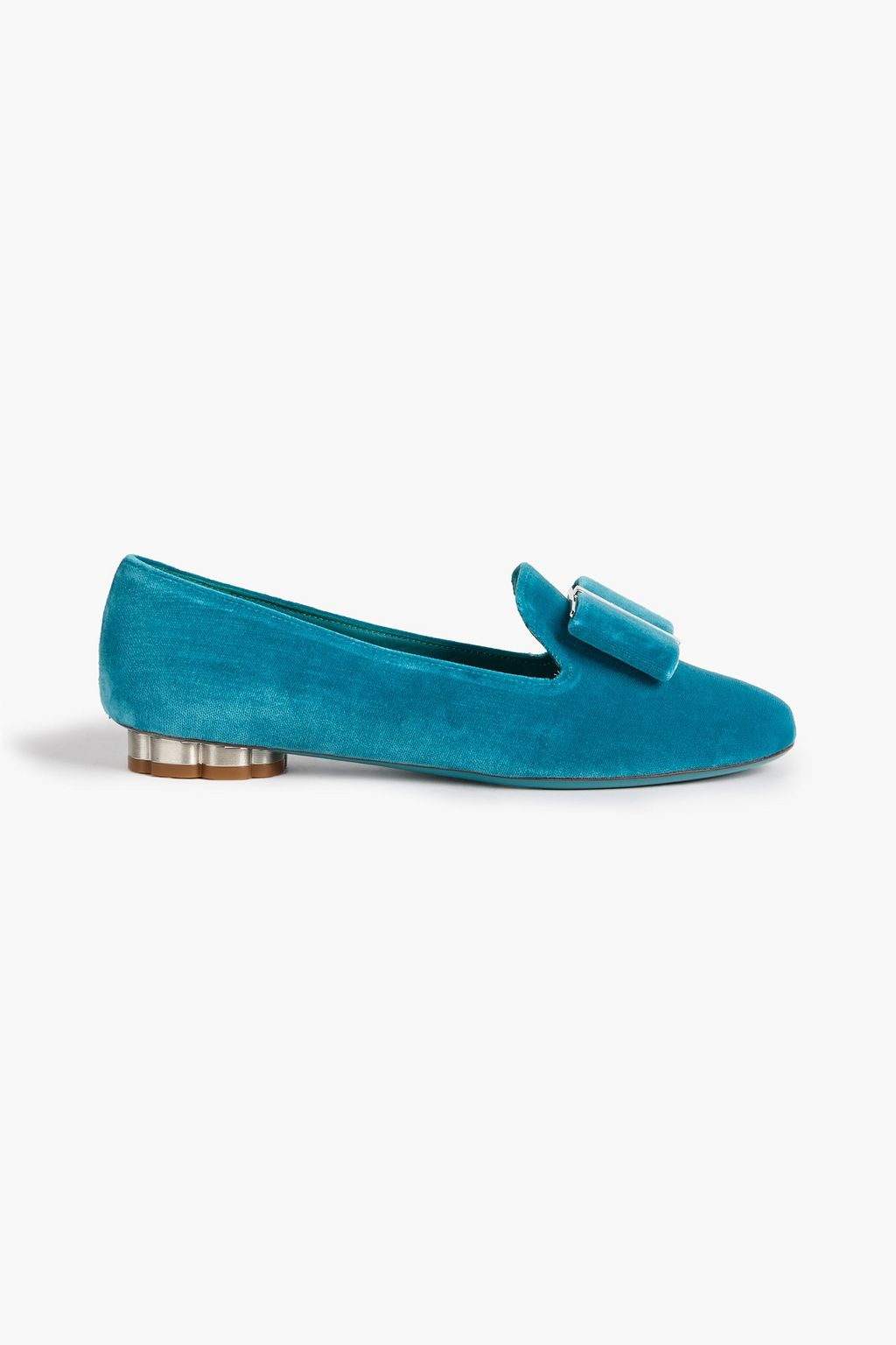Teal Sarno bow-embellished velvet 