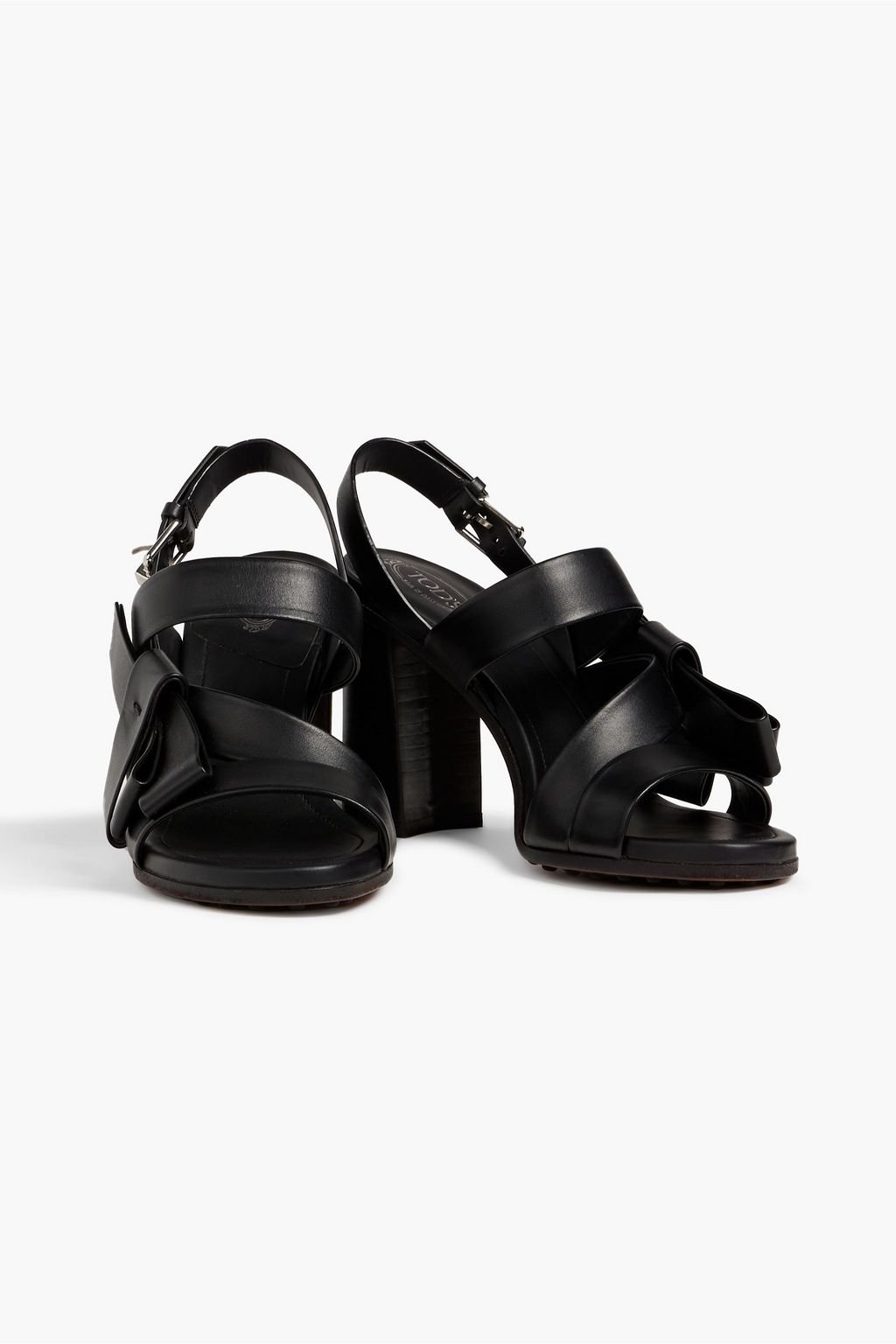 TOD'S Bow-embellished leather slingback sandals