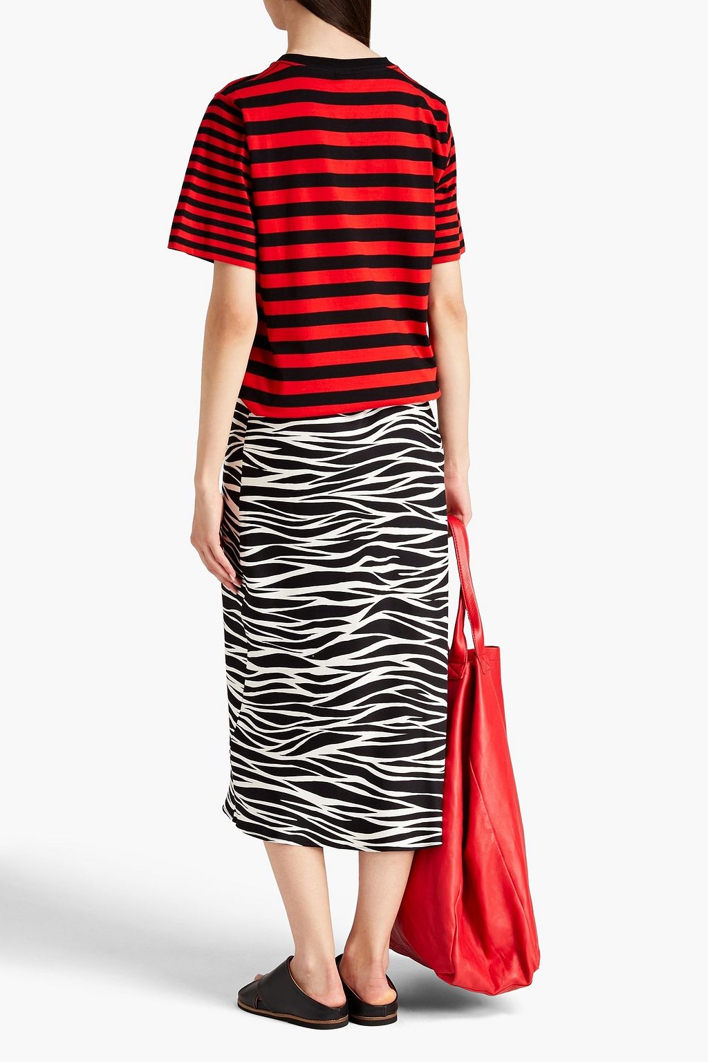 GANNI Striped organic cotton-jersey T-shirt