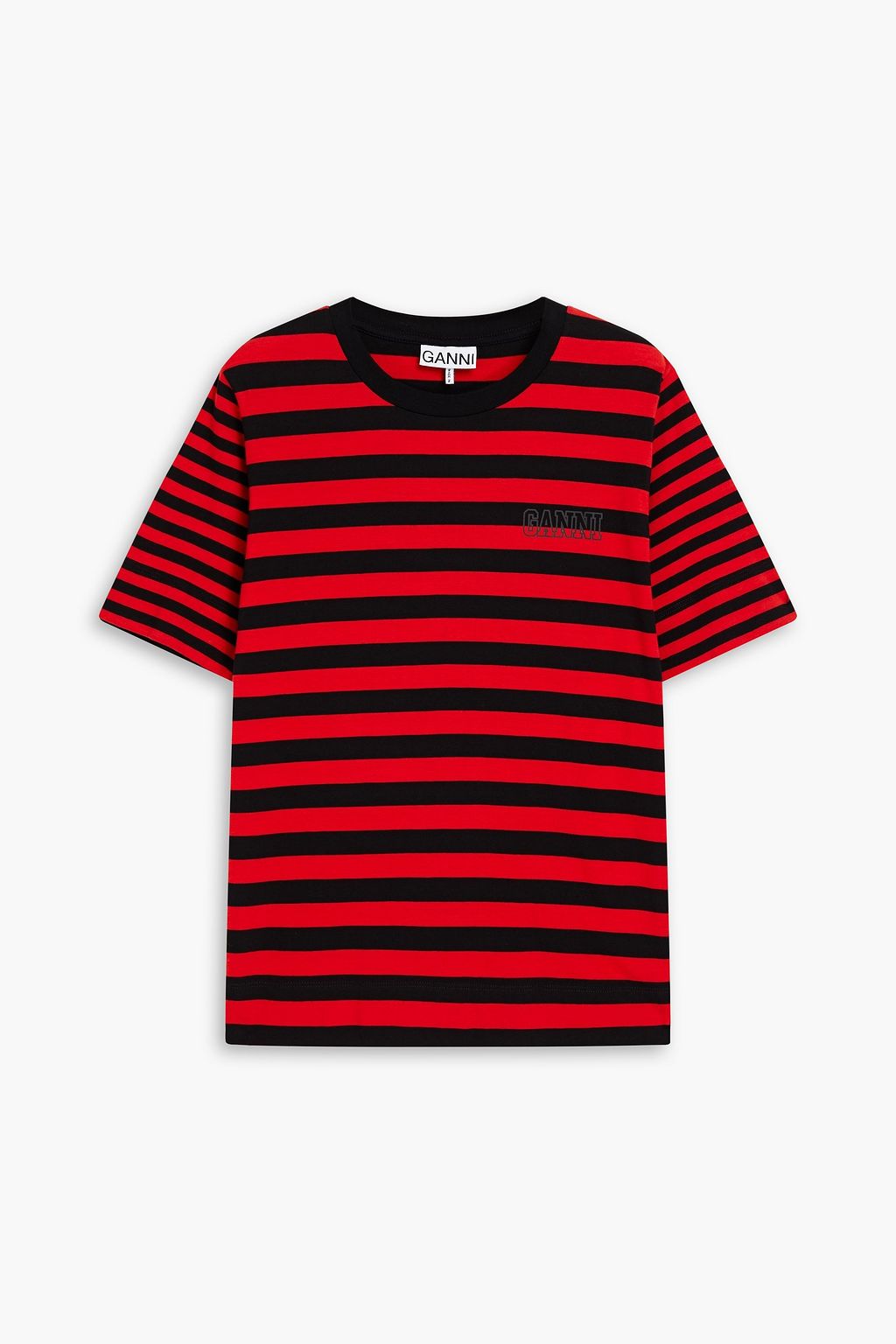 GANNI Striped organic cotton-jersey T-shirt