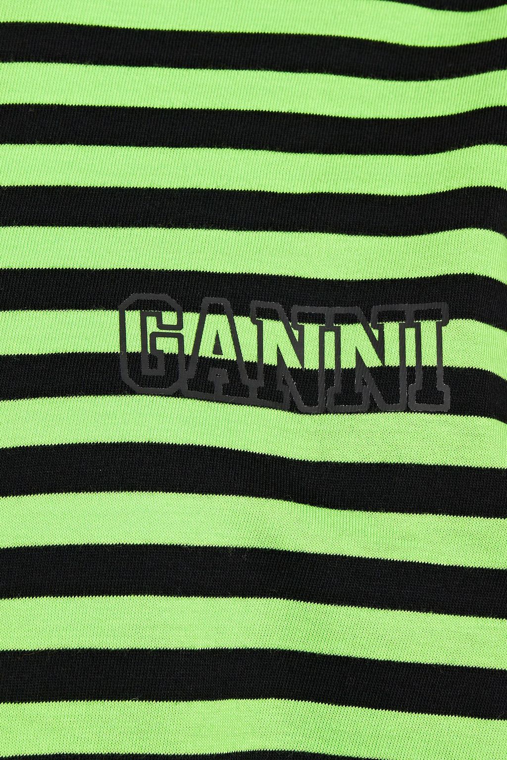 Bright green Striped organic cottonjersey top GANNI THE