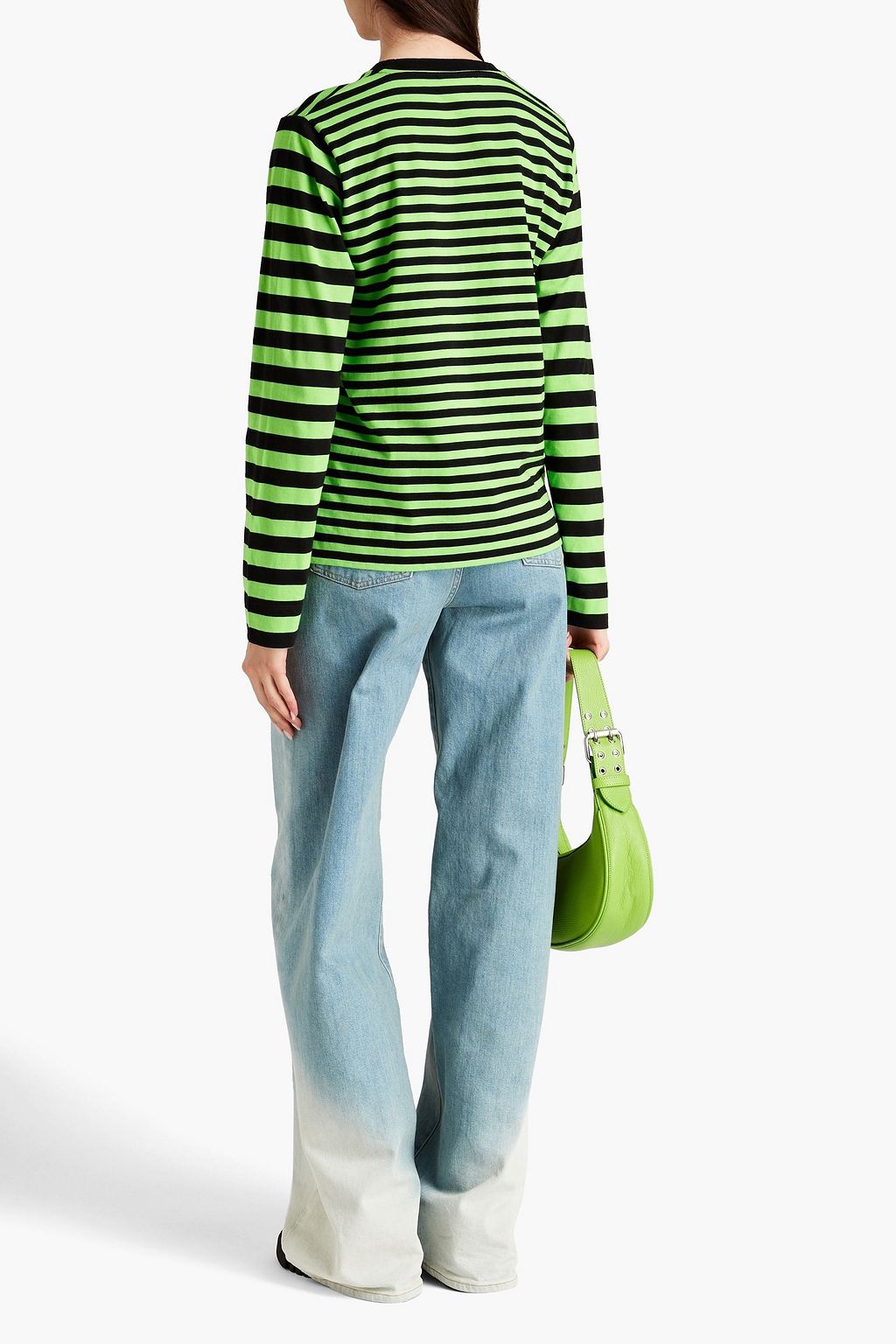 GANNI Striped organic cottonjersey top THE