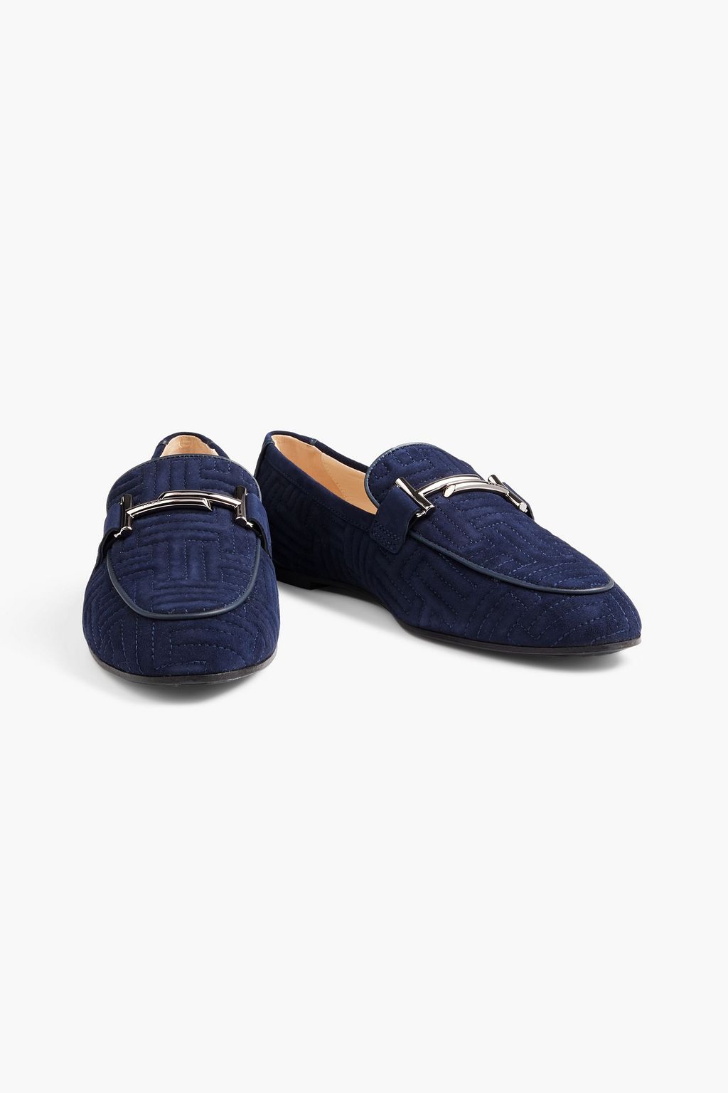 TOD'S Double T quilted suede loafers
