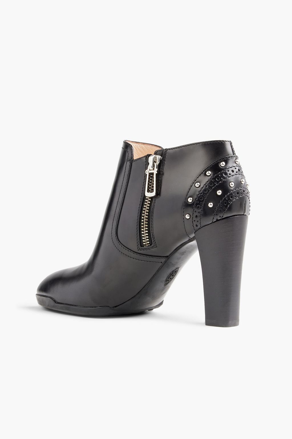 TOD'S Studded perforated leather ankle boots