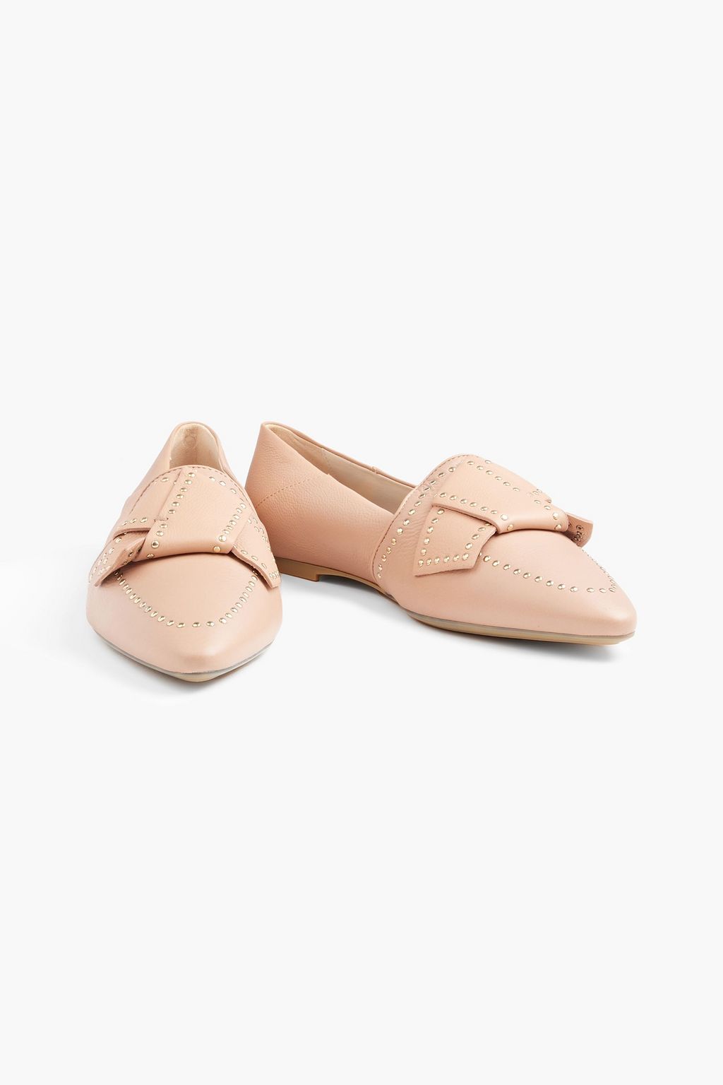 TOD'S Embellished leather point-toe flats