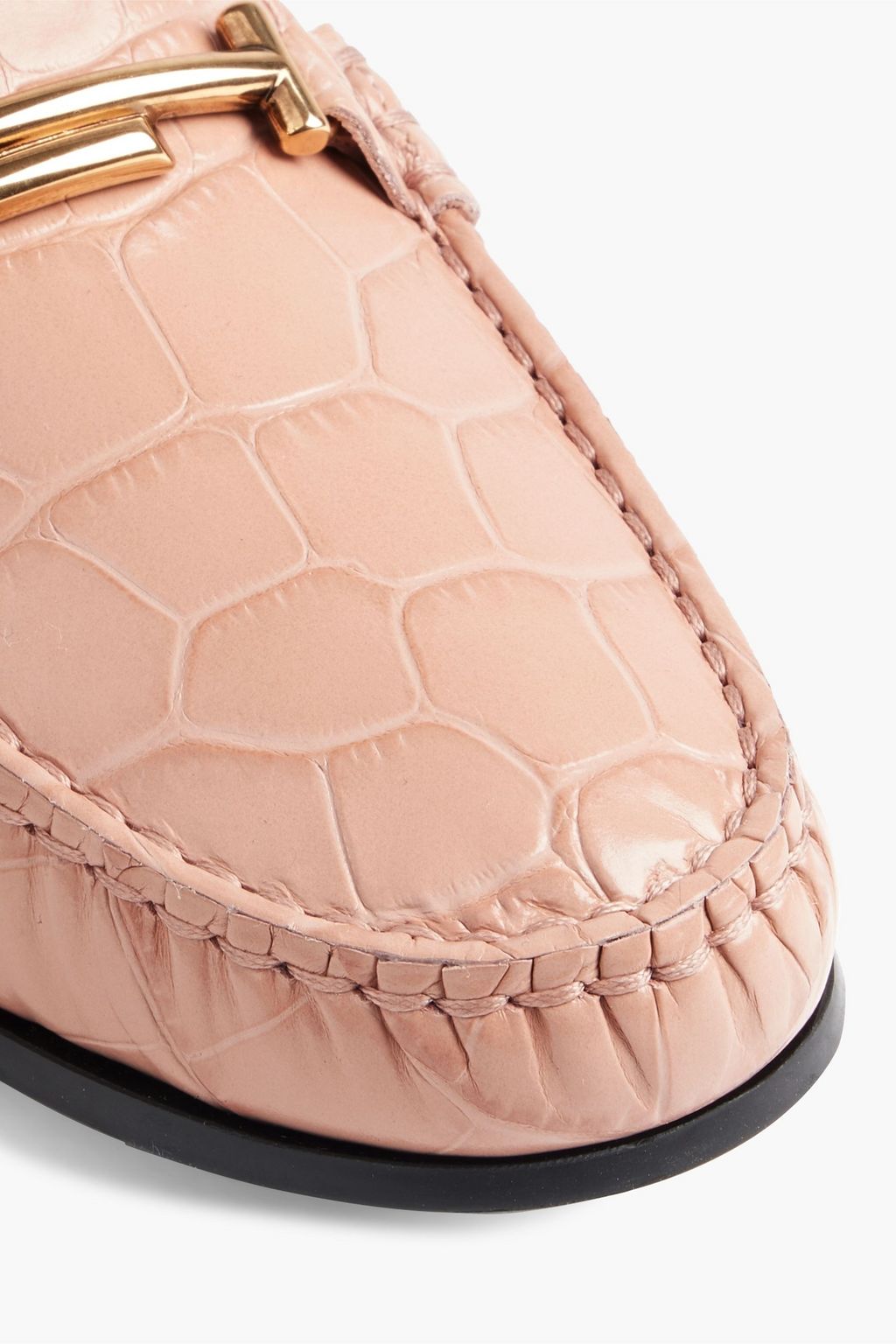 TOD'S Double T croc-effect leather loafers
