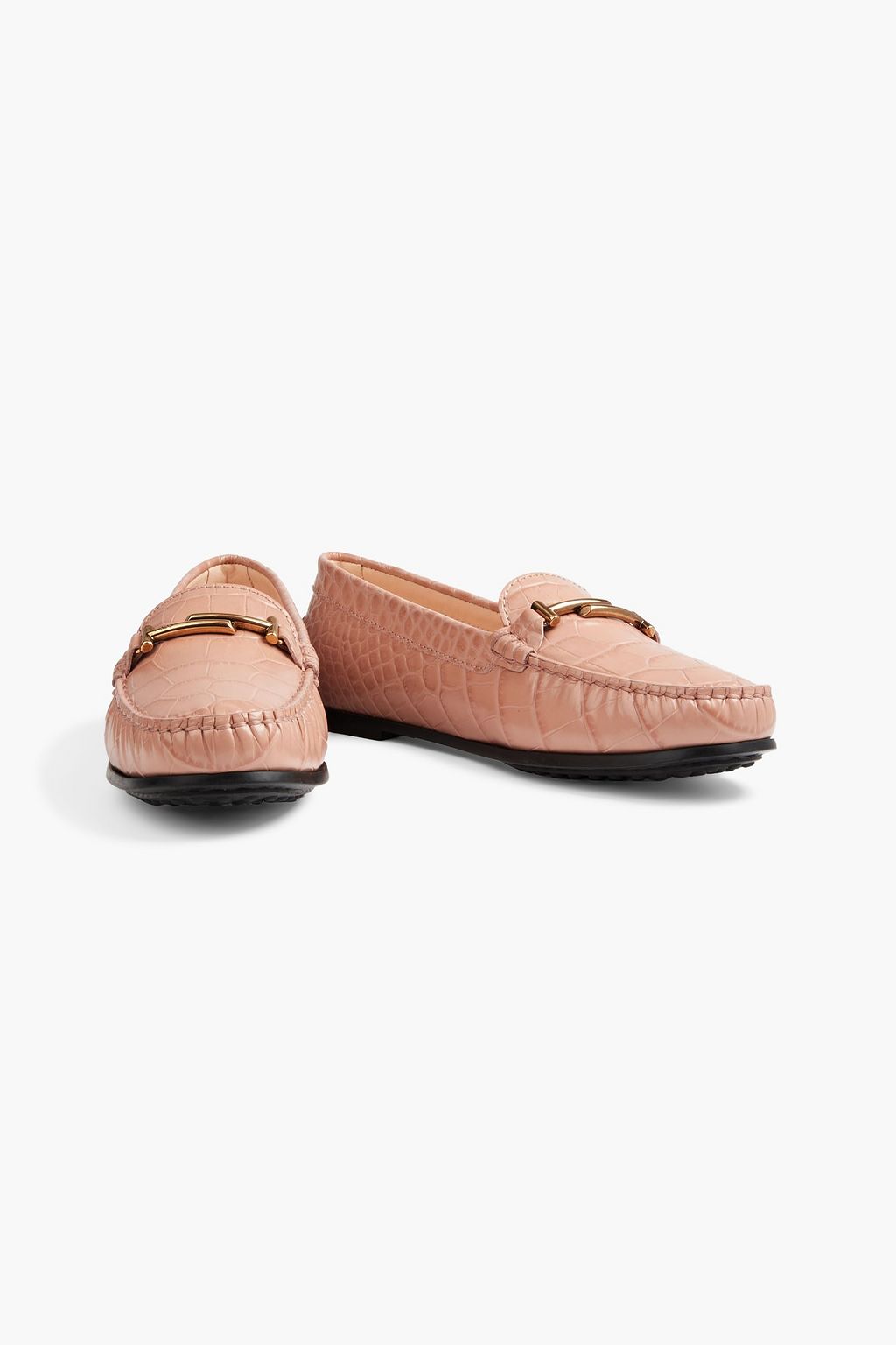 TOD'S Double T croc-effect leather loafers