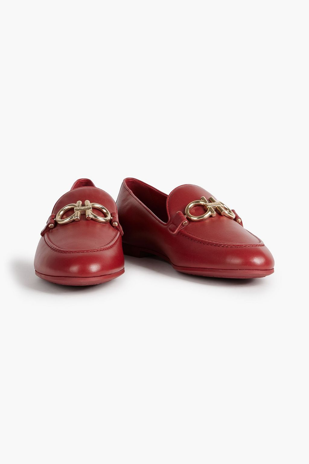FERRAGAMO Trifoglio embellished leather loafers