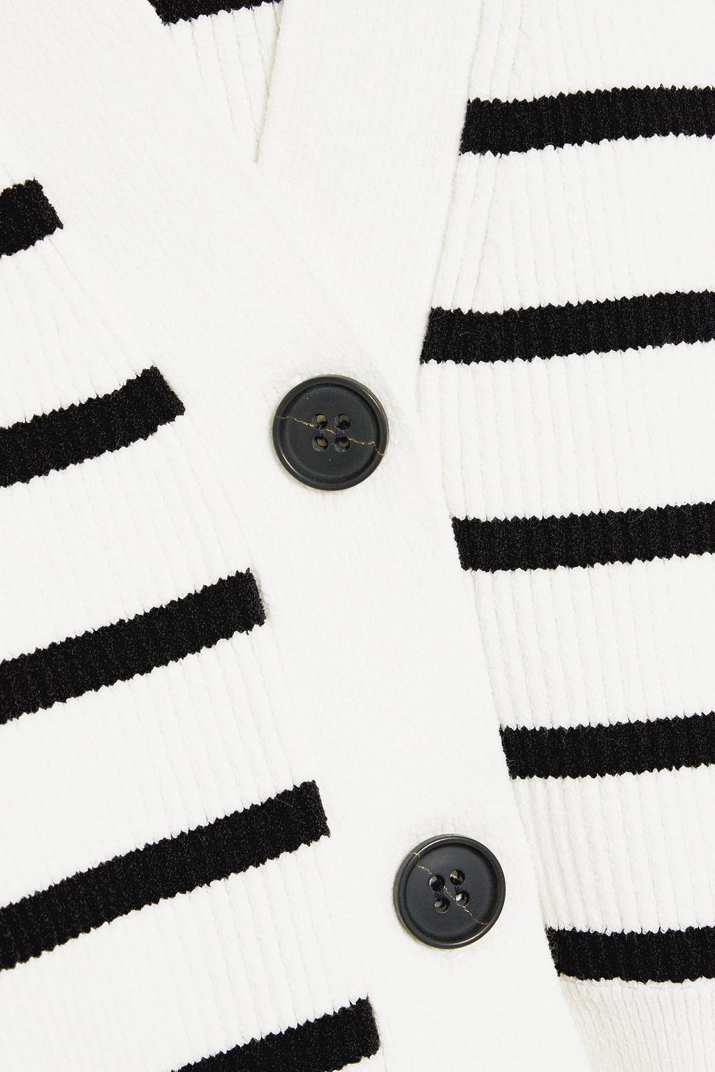 FRAME Striped ribbed-knit cardigan