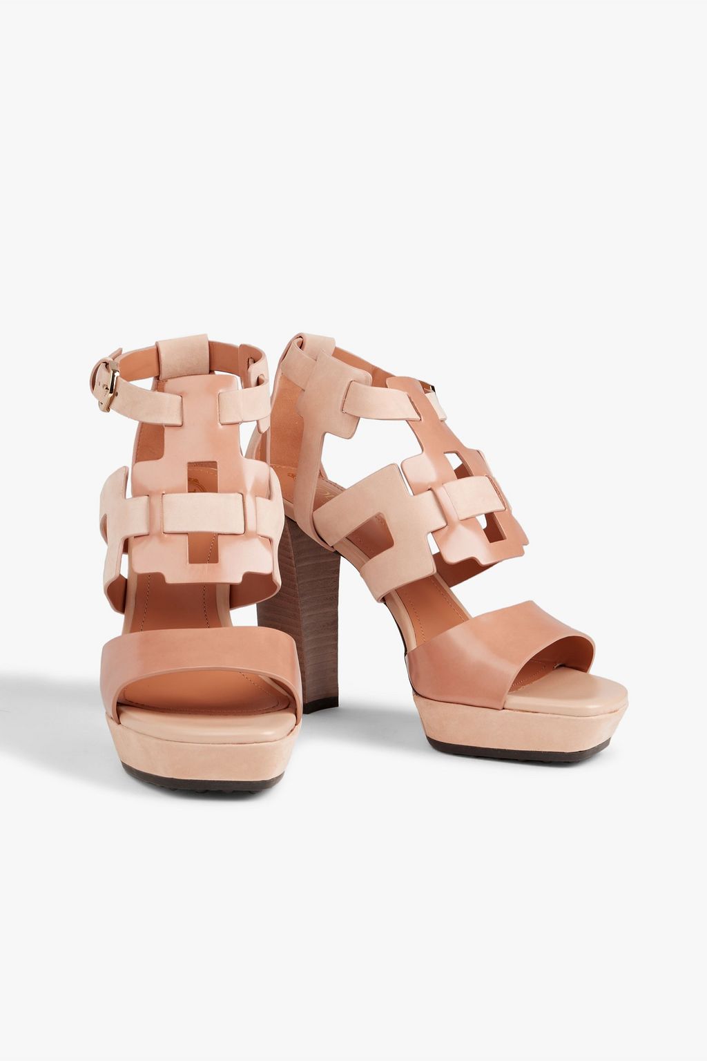 TOD'S Nubuck and leather platform sandals