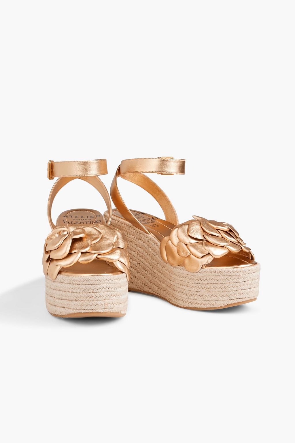 VALENTINO GARAVANI Atelier 03 Rose Edition metallic leather platform espadrille sandals