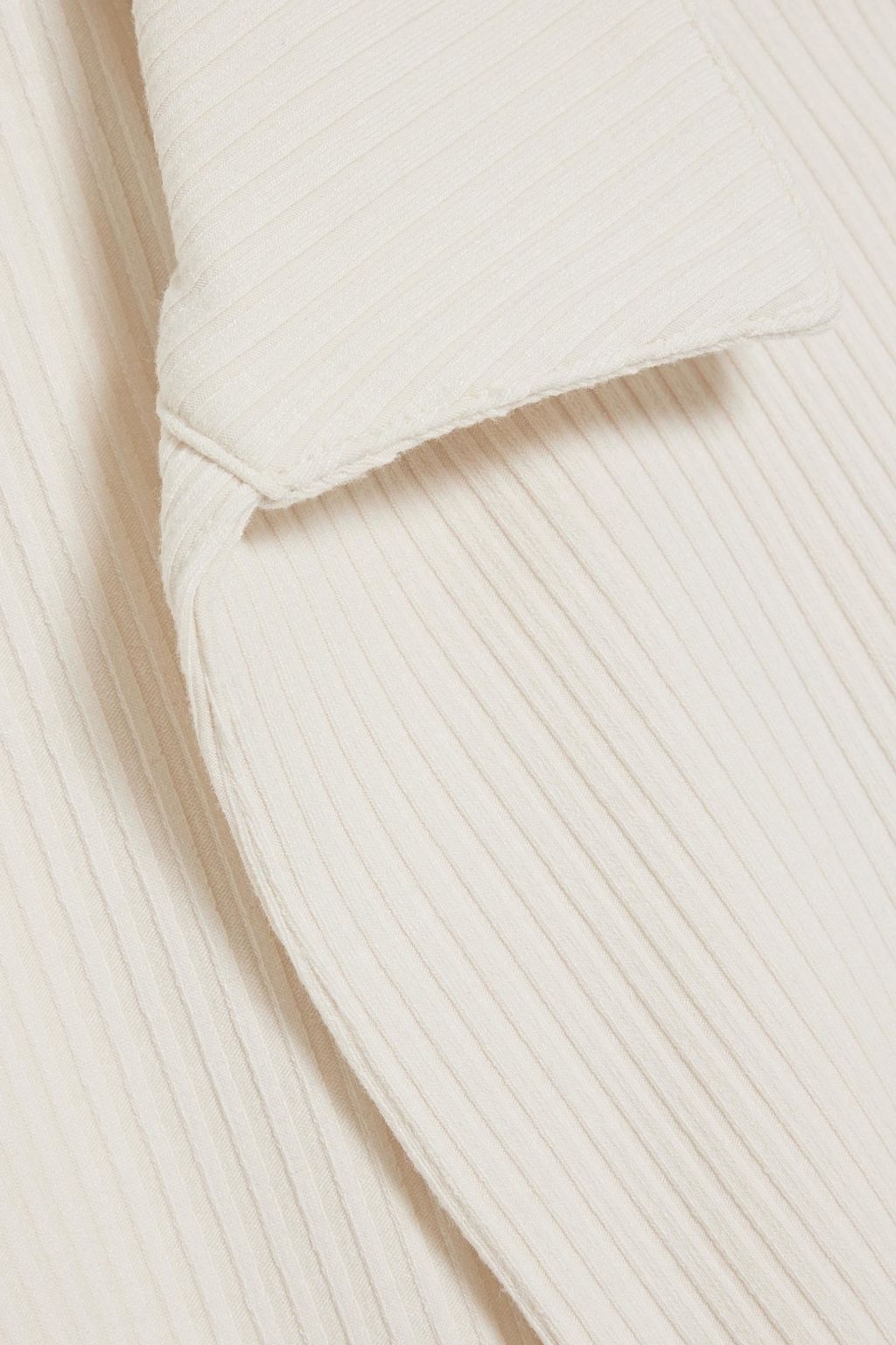 FRAME Tie-front ribbed-knit polo shirt