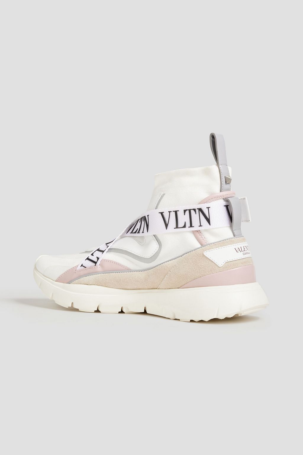 VALENTINO GARAVANI Heroes suede, leather and stretch-knit high-top sneakers